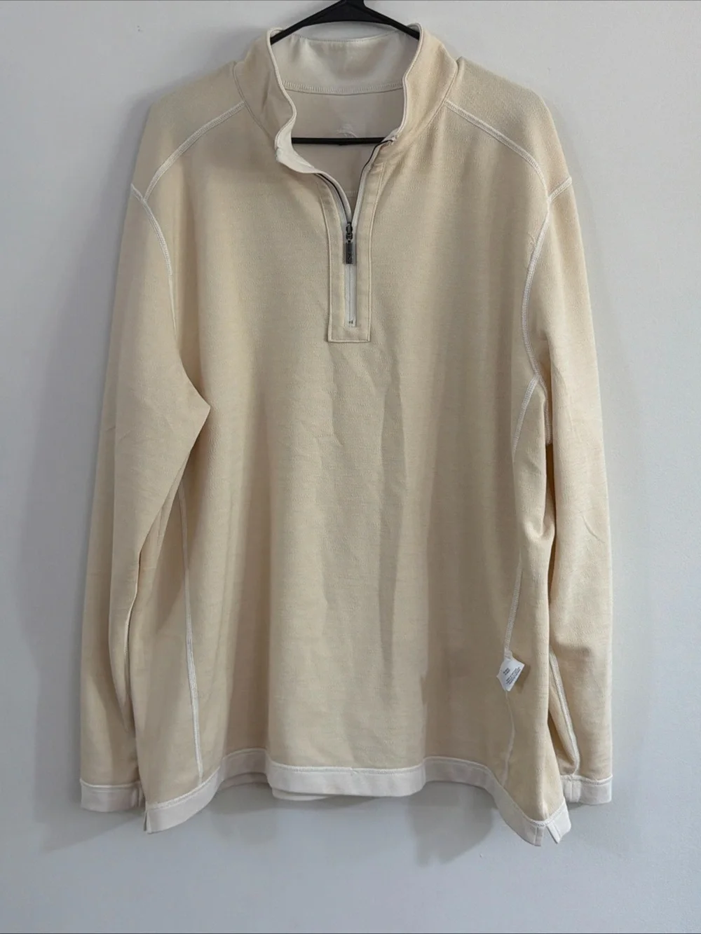 NWT Tommy Bahama Mens XL Switch It Up Reversible Half Zip Pullover Coconut Cream